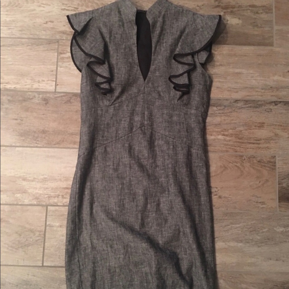 Black halo grey mandarin collar dress size 4.